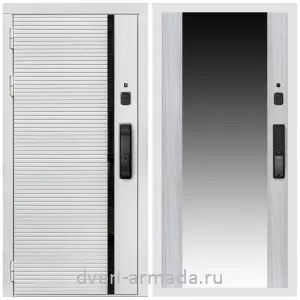 Входные двери МДФ с двух сторон, Умная входная смарт-дверь Армада Каскад WHITE МДФ 10 мм Kaadas K9 / МДФ 16 мм СБ-16 Сандал белый